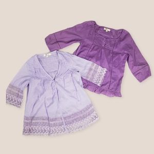 Aryeh lot of 2 Tops blouse medium lace boho purple
